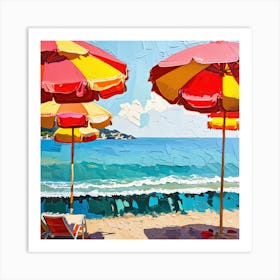 Umbrellas On The Beach Art Print