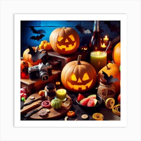 Halloween Table Art Print