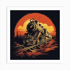 Train At Sunset Art Print