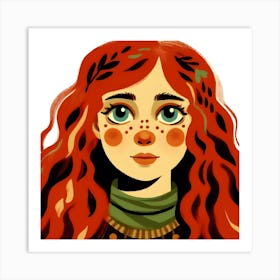 Beautiful Red Haired Girl portrait Art Print