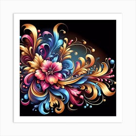 Colorful Floral Design Art Print