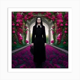 Goth Girl In Garden Art Print