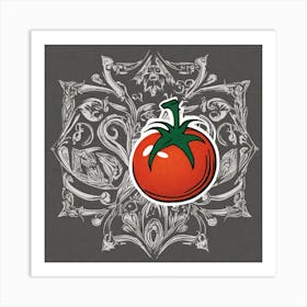 Tomato On A Black Background Art Print