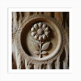 Flower Carved In Stone Art Print