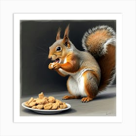 Squirrel Eating Peanuts Art Print