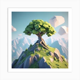 Tree On Top Of A Mountain 5 Art Print