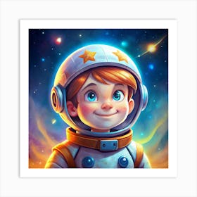 Young Astronaut In Space Art Print