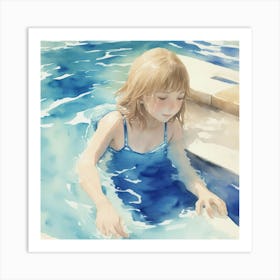 Little Girl In The Pool Art Print