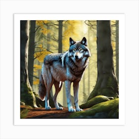 Wolf In The Forest 86 Art Print