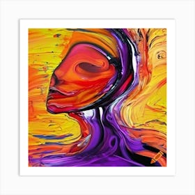 Craiyon 135719 Abstract Knife Painting Of Simple Face In Lines In Zao Wou Ki Styles In Red Orange Ye Art Print