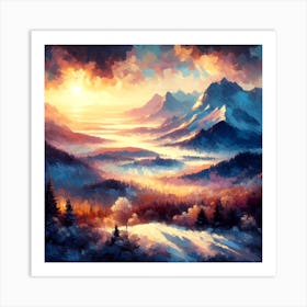 Sunset In The Mountains 4 Art Print