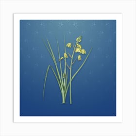 Vintage Slime Lily Botanical on Bahama Blue Pattern n.0299 Art Print