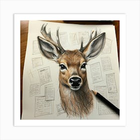 Deer Head 34 Art Print