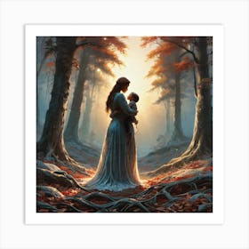 Mother And Child In The Woods 1 Art Print