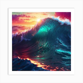 Sunset Ocean Wave Art Print