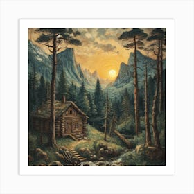 Cabin In The Mountains 5 Art Print