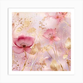 Pink Flowers On A Pink Background Art Print