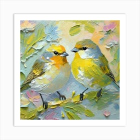 Firefly A Modern Illustration Of 2 Beautiful Sparrows Together In Neutral Colors Of Taupe, Gray, Tan (59) Art Print