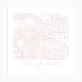 Los Angeles California Light Pink Minimal Street Map Square Art Print