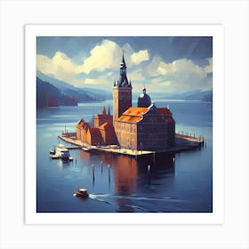 Castle On A Lake Art Print