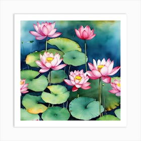 Lotus Flower Painting 12 Art Print