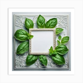 Frame With Green Leaves 4 Art Print