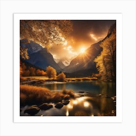 Sunset In The Mountains 74 Art Print