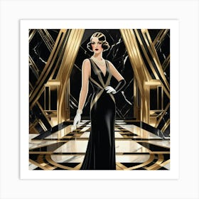 Stylish Lady 01 - Art Deco Style Art Print