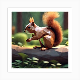 Low Poly Squirrel Art Print