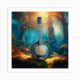 Firefly Magical Banjo Floating In An Enchanted Forest 72737 Art Print