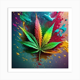 Colorful Marijuana Leaf 1 Art Print