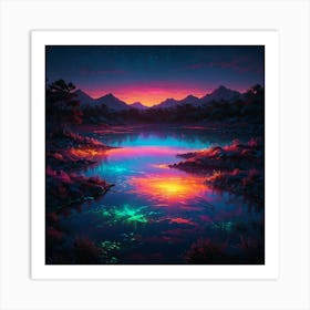 Lake At Night 2 Art Print