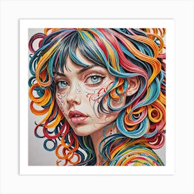 Colorful Haired Girl Art Print