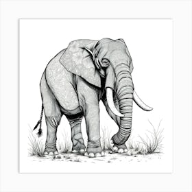 Elephant In The Grass 1 Art Print