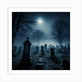 Graveyard At Night 12 Art Print