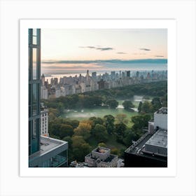 A Foggy Morning Overlooking Central Park Art Print