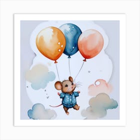 Mouse With Balloons 3 Art Print