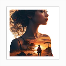 Girl In The Sunset Art Print