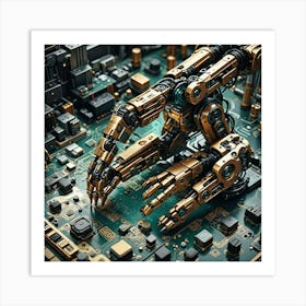 Robot On A Circuit Board 1 Art Print