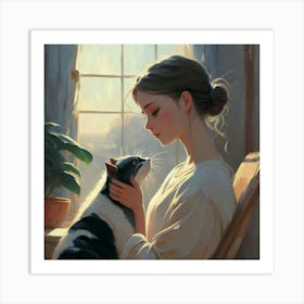 Cat and Woman 1 Art Print