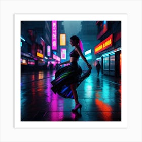 Woman rain dancing Art Print