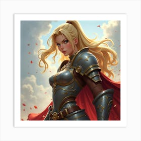 A Fierce Warrior Princess In Battle Armor With A Fierce Expression 1 Art Print