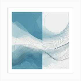 Abstract Minimalist Painting That Represents Duality, Mix Between Watercolor And Oil Paint, In Shade Art Print