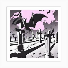 Bats In The Cemetery Art Print