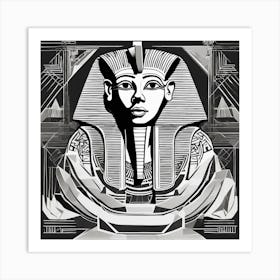 Egypt Monochrome Cubism Style Art Print