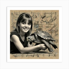 Girl With A Turtle Art Print