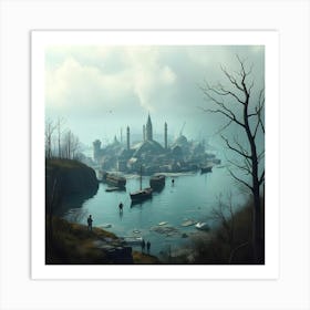 Pikaso Texttoimage A Submerged Coastal City With Survivors Living In (4) Art Print