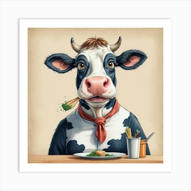 Cow Eating Food Art Print