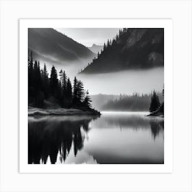 Misty Lake Art Print