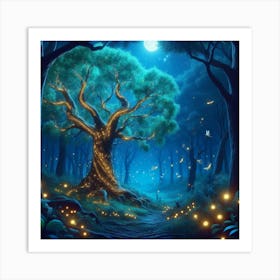 Fireflies In The Forest Art Print